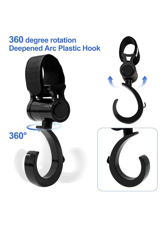 PTTIMFFM 4-Pack Universal Rotating Hook Set, Adjustable Heavy-Duty Hooks with Velcro Straps for Golf Carts & Strollers, Ideal for Hanging Bags, Towels, Hats & Essentials - Image 2